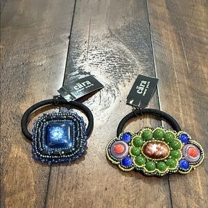 Cara Beaded Hair Ties - Black and Multicolor